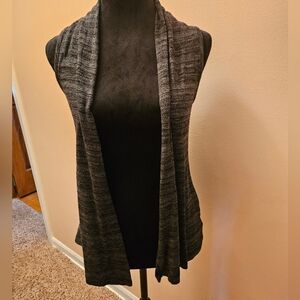 Gray and Black Open Cardigan